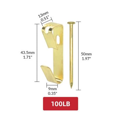 Image of 20pcs Picture Hanging Kit, 100Lb Professional Picture Frame Hangers, Metal Picture Hanging Hooks with Nails, on Drywall, Wooden Wall Photo, Mirror, Canvas, Wall Art (Silver)