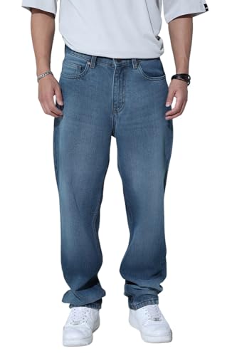 Image of Hubberholme Men Blue Cotton Straight Fit Casual Jeans