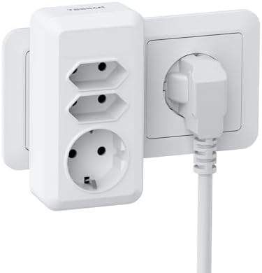 TESSAN Mehrfachsteckdose, Steckdosenadapter 3Fach mit Schalter | Schuko Doppelstecker für Steckdose 4000 W, Mehrfachstecker für Steckdose, Doppelsteckdose für Wohnzimmer Schlafzimm