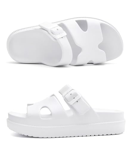 Image of Haifago Women's Platform Sandals with Arch Support, Summer Beach Slides Adjustable Buckle Comfortable Lightweight EVA Slip on Slide