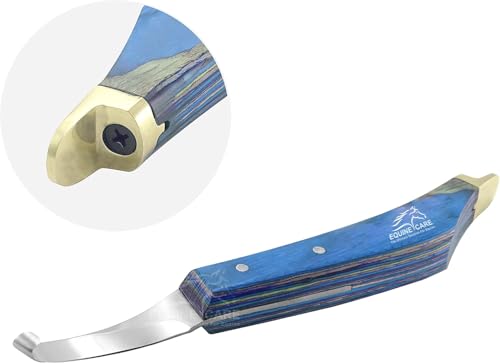 Equine Care Right-Handed Hoof Knife - Ultra-Sharp J2 Stainless Steel Blade, Brass Topper, Ergonomic