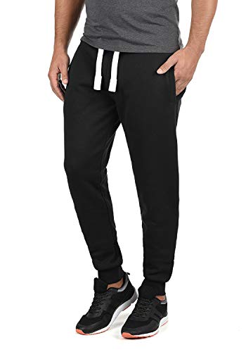 Yamadan Mens Above Ankle Length Cuffed Joggers Elastic Waist Drawstring Sweats Pants Workout Lounge Sweatpants with Pockets (Black Sweatpants, L)