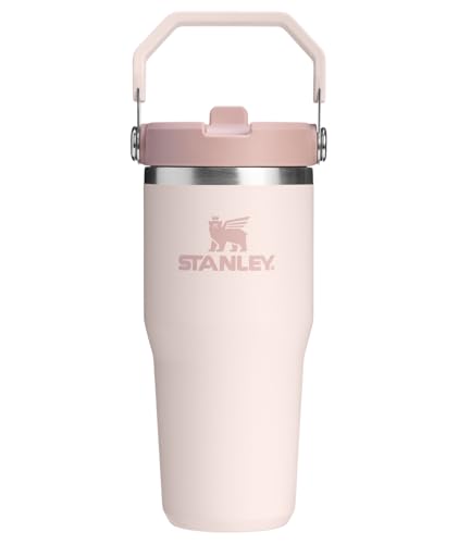STANLEY IceFlow 2.0 Flip Straw Tumbler with Handle 14 oz | Twist On Lid and Flip Up Straw | Leakproof Water Bottle | Insulated Stainless Steel | BPA-Free | Rose Quartz