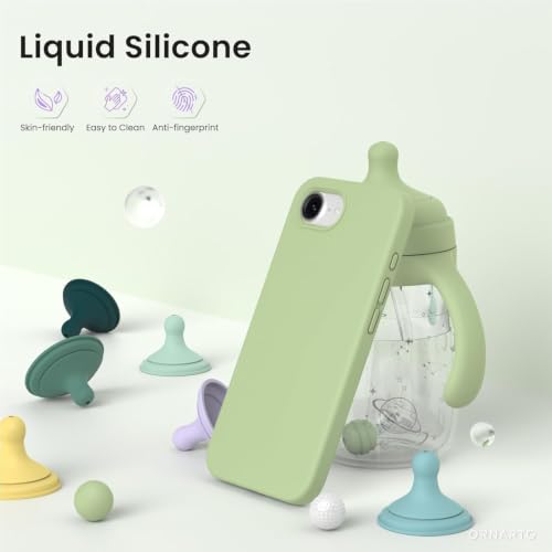Image of DIZORO Compatible with iPhone 17e / iPhone 16e Case 6.1 inch Liquid Silicone 3 Layers Full Covered Soft Gel Rubber Phone Case,Shockproof Protective Cover with Anti-Scratch Microfiber Lining-Matcha Green