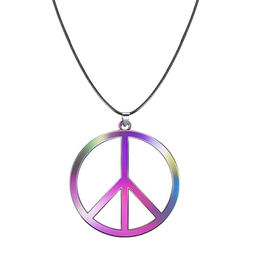 Collier Hippie Paix et Amour Arc-en-Ciel - Pendentif Métal Accessoires Costume Carnaval