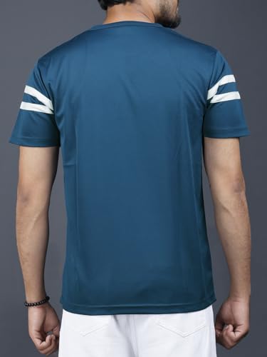 Image of Noble Monk Men Regular Fit T-Shirt | Round Neck | Half Sleeve | Self Design | Casual T Shirt for Men