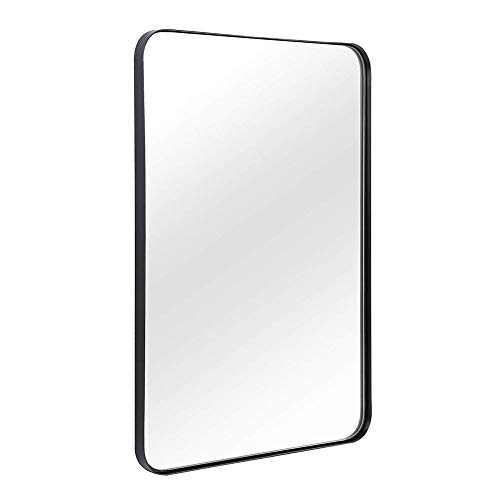 JIZI Specchio da Parete per Bagno, Specchio Moderno con Cornice in Alluminio Dorato, Specchio Rettangolare Nero, Appendiabiti Orizzontale o Verticale, per Soggiorno Ingresso JIZI Specchio da Parete per Bagno, Specchio Moderno con Cornice in Alluminio Dorato, Specchio Rettangolare Nero, Appendiabiti Orizzontale o Verticale, per Soggiorno Ingresso