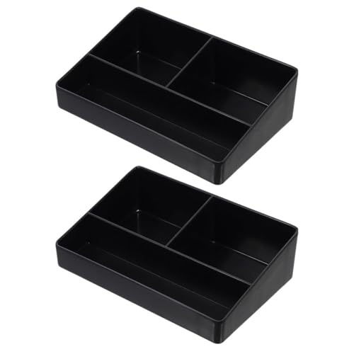 BESPORTBLE Caja Organizadora de Bolsitas de Té 2 Piezas, Soporte Multifunción para Bolsitas de Té y Café, Material PVC Negro, 3 Compartimentos, Adecuado para Hogar, Restaurante y Cafetería