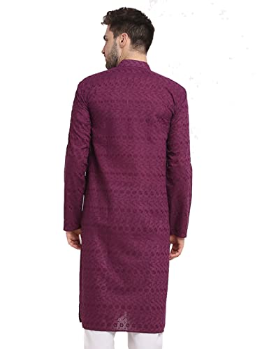 Image of Jompers Men Green Ethnic Embroidered Pure Cotton Kurtas.