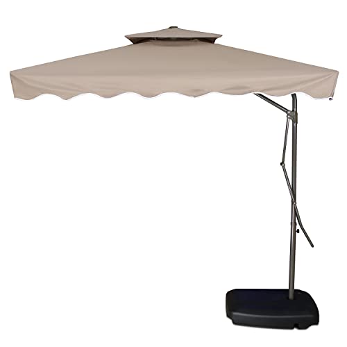 Image of INVEZO Garden Outdoor Patio Umbrella MS SIDE POLE SQUARE (2.2 x 2.2 sq mtr) Big size umbrella /terrace Balcony Outdoor cantilever umbrella With Base