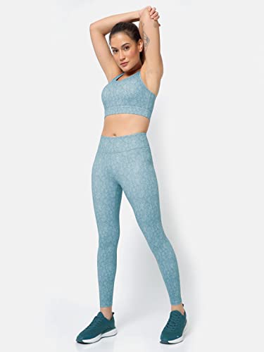 Image of CULT High Waist Running Tights with Side Pocket | Geometric Print | Breathable | Moisture-Wicking | Curved Hem