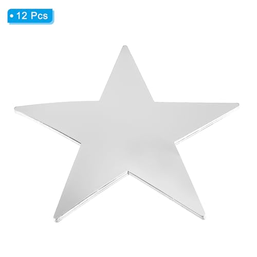 PATIKIL 11 Stern-Ausschnitte, 12er Pack doppelseitig bedruckte Papiersterne für Klassenzimmerdekoration, DIY-Bastelprojekt, Pinnwand, Wandposter, Silber