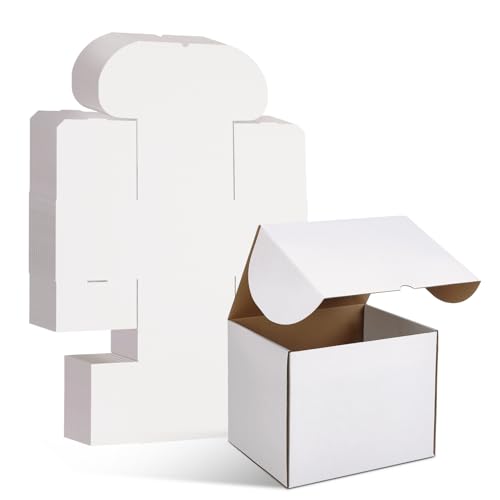 Image of WIFTREY 10X8X8 Shipping Box Set of 15, 10 x 8 x 8 Small White Corrugated Cardboard Mailer Box for Packing, Mailing, Small Business Shipping
