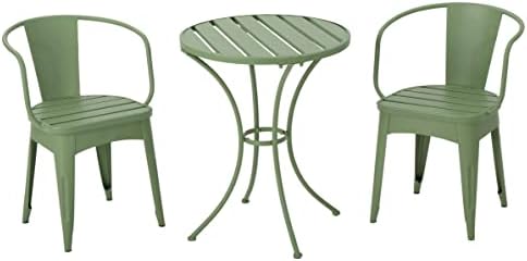 Christopher Knight Home Colmar Outdoor Iron Bistro Set, 3-Pcs Set, Matte Green