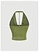 SOLY HUX Women's Plus Size Halter Draped Front Backless Tank Top Sleeveless Y2k Crop Tops Pure Green 3X-Large Plus