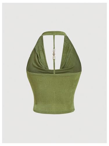 SOLY HUX Women's Plus Size Halter Draped Front Backless Tank Top Sleeveless Y2k Crop Tops2