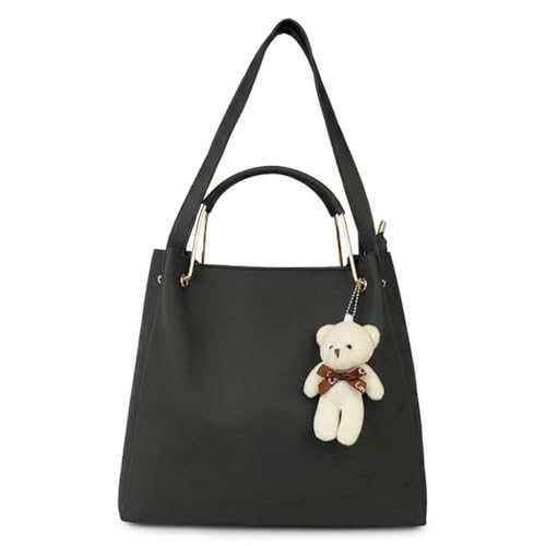 Image of DANIEL CLARK Women's 3 Pcs Handbag Set - Large Tote Shoulder Bag with Sling Bag & Crossbody Purse, PU Leather Stylish Ladies Handbag Combo with Teddy Charm for Office, Travel & Daily Use