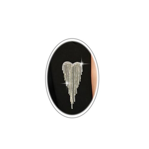 Image of Elegant Crystal Heart Shape Tassel Brooch Pin for Women Sparkly Rhinestones Tassel Brooch Beautiful Dress Suit Shirt Ceremony Clothes Wedding Party Jewelry Accessories
