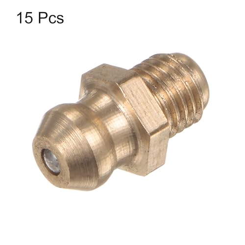 Image of HARFINGTON 15pcs Brass Straight Grease Fitting M6x0.75mm Metric Thread Hydraulic Grease Nipple Accessories for Car