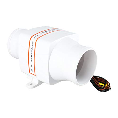 Yaemarine 3 Inch 12V In-Line Blower Electric In-Line Marine Bilge Air Blower 130 Cfm White For Boat Marine #TOP3