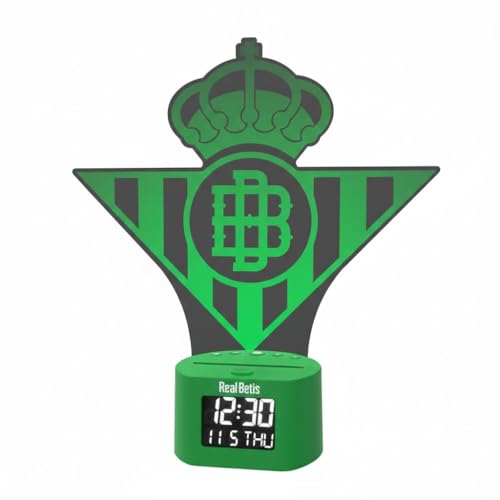 Genérico Despertador Lámpara Real Betis B – Reloj Despertador con Luz LED Multicolor, Función de Alarma, Caja Oficial RBB