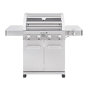 Monument Grills Larger Convertible 4-Burner Natural Gas Grill Stainless Steel Cabinet Style Propane Grills, LED Controls,Side Burner(Without Conversion Kit)