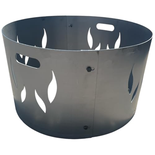 Funkenschutz für Feuerschale 80 cm – 2-teilig aus unbehandeltem Stahl, entwickelt Rostpatina, sicherer Funkenschutz mit Griff für Garten & Terrasse, passend für Ø 80 cm Feuerschalen
