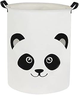 TIBAOLOVER 19.7" Large Sized Waterproof Foldable Laundry Hamper Bucket,Dirty Clothes Laundry Basket, Bin Storage Organizer for Toy Collection,Canvas Storage Basket with Stylish Cartoon Design (Panda)
