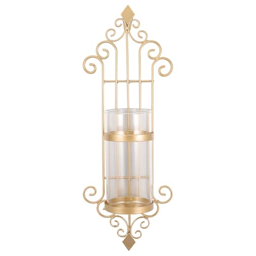 Candelabro de pared con estructura de hierro duradera y protector de vidrio fino 2