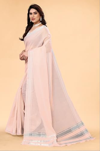 Image of Sidhidata Women's Kota Doria Cotton Manipuri Saree With Unstitched Blouse Piece (Rasbharii Free Size)