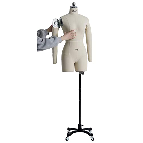 WAHHWF Female Mannequin for Sewing Clothes, Dress Forms with Soft Arms, Fully Pinnable Tailor Dressmaker Dummy Mannequin on Wheels, Adult Full Size (Color : White, Size : L)