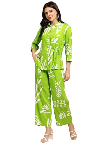 Image of RATAN Women's Rayon All Over Floral Printed Night Suit Shirt and Pajama Co-ord Set