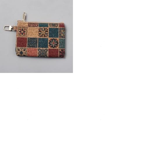 Image of GORGECRAFT 7.2x3.4 Inch Natural Cork Purse Vintage Floral Art Pouch Cork Makeup Bag Bohemian Printed Cosmetic Bag Change Wallet Credit Card Holder Zipper Pouch Vegan Wallet with Clasp