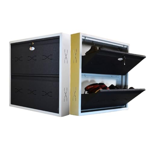 Image of I Metal Shoe Rack I Slim and Wall Mounted I 2 Shelves (Grey Colour) I Coad LC 2L-02 GR I Height 30 Inches, Width 29 Inches, Depth 5.5 Inches I 3 Years Warranty.