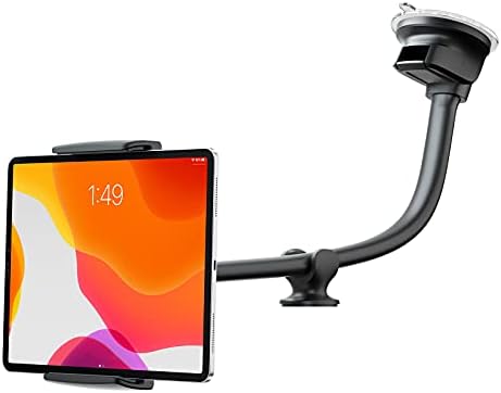 ICARMOUNT Tablet Car Mount Windshield Dashboard, Suction Cup Long Gooseneck Tablet Holder for Car, Truck, SUV, Compatible with 7-12.4 Inch Tablet/iPad/Samsung Tab, etc