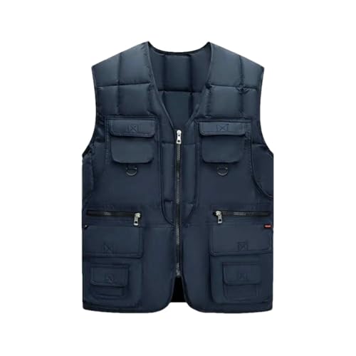 Chaleco de plumón para hombre cortavientos con multibolsillos