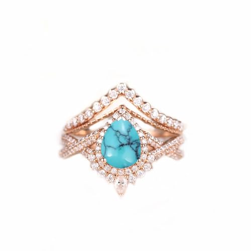 1.5CT Pear Shaped Gemstone Engagement Ring Set For Women 2 PCS Twisted Halo Infinity Art Deco Wedding Ring Set Vintage 10K 14K 18K White Yellow Rose Gold Teardrop Engagement Rings For Her2