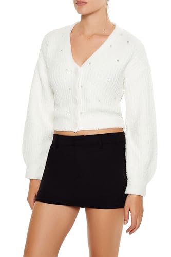 Forever 21 Women's Faux Pearl Cardigan Sweater4