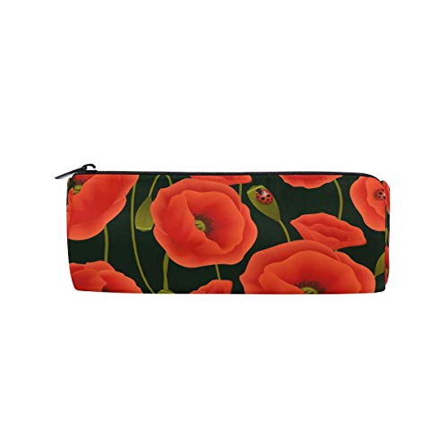 Preisvergleich Produktbild Bleistiftetui Mohnblume Blumen Marienkäfer Münz Geldbörse Beutel Briefpapier Beutel Make-up-Tasche