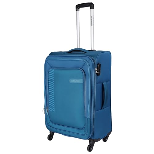 Image of American Tourister Apolo 70 cms Check-in Polyester Soft Sided 4 Spinner Wheels Luggage /Suitcase /Trolley Bag (Blue)