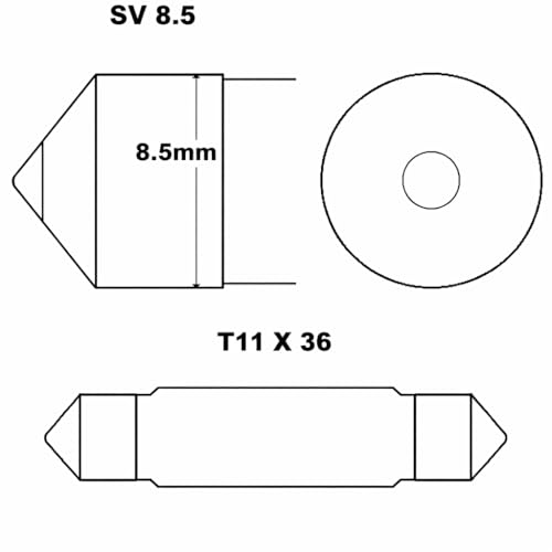 Light Galaxy ... Ihr Lichtlieferant Soffitte 36mm C5W 12V 5W SV8.5 für Auto Anhänger Innenraum Kennzeichen Kofferraum Beleuchtung – 10er Set