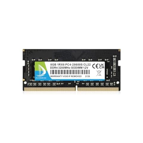DUOMEIQI Ram 8GB DDR4 3200MHz Laptop Ram PC4 25600 Sodimm 1.2V CL22 Non-ECC Unbuffered 1Rx8 Single Rank 260 Pin Notebook Memory Ram Module Upgrade Cover