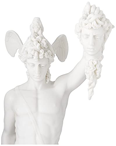 Design Toscano Perseus Beheading Medusa Greek Gods Statue, Marble Polyresin, White, 30.5 cm