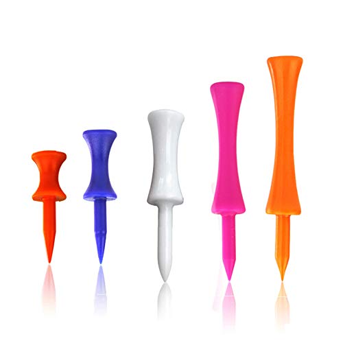 zosenda Castle Golf Tees, 100 Pack Step Down Plastic Golf Tees, Durable Mixed Colour Graduated Plastic Tees in 5 Assorted Sizes (32mm, 39mm, 51mm, 59mm, 70mm)