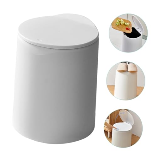 Caneca de basura blanca con tapa para baño y oficina miniatura 6