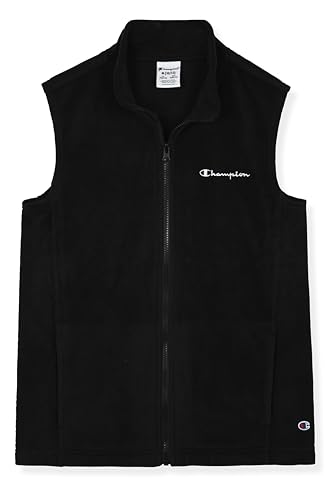 Image of Champion Boys Polar Fleece Vest Lightweight Sleeveless Zip Front Jacket with Pockets, Kids Outdoor Layering