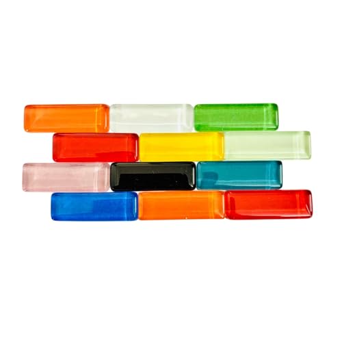 Image of Assorted Colours Glass Mosaic Tiles (20 Variations) (All Packs: 100 g,200 g,400 g,1 kg), DIY Mosaic Art, Decoration, Crystal Glass Mosaic Tiles (Glossy Strip 10 X 30 mm), 400 G