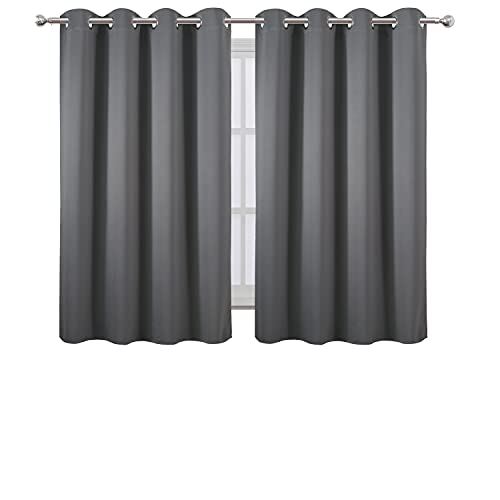 Image of LEMOMO Frost Grey Blackout Curtains /52 x 45 Inch Length Kids Curtains /Set of 2 Panels Grommet Bedroom Curtains for Living Room