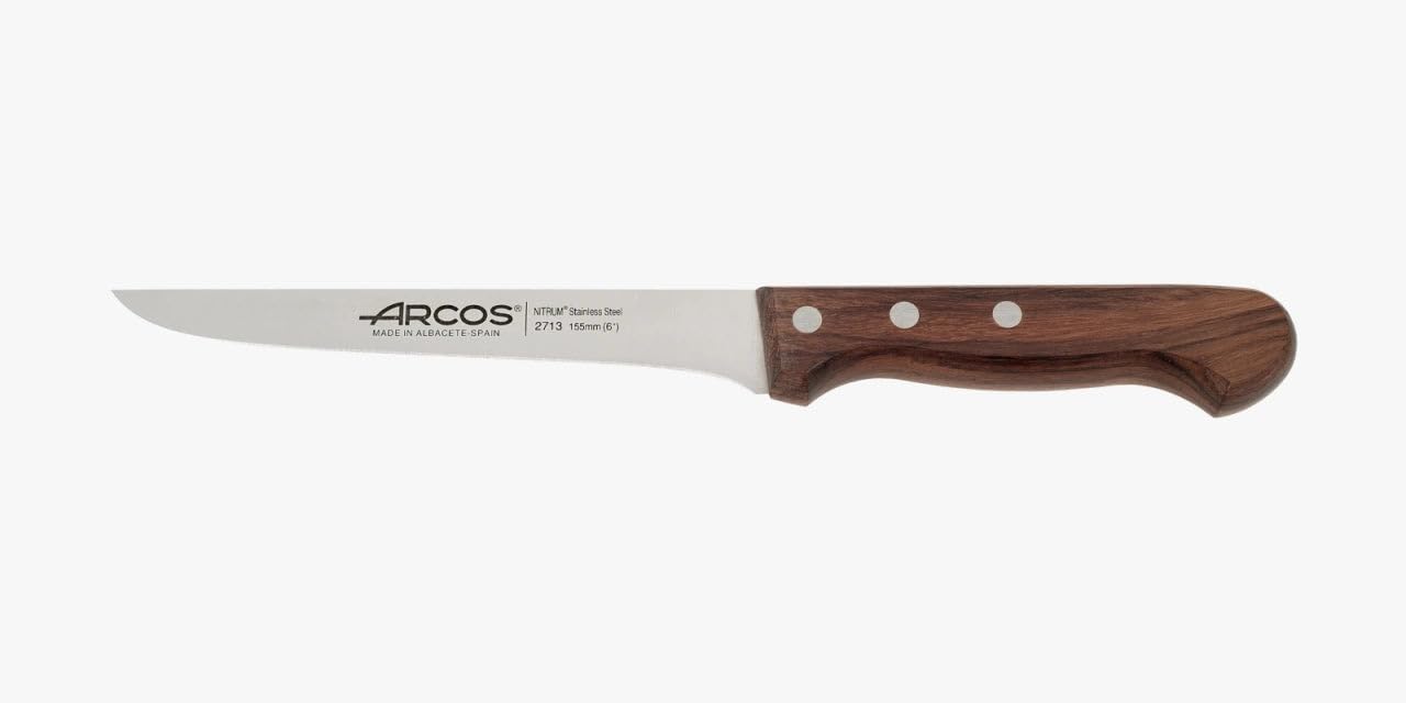 Arcos Serie Atlantico - Cuchillo Deshuesador - Hoja de Acero Inoxidable de 155 mm - Mango de madera Palisandro color marrón