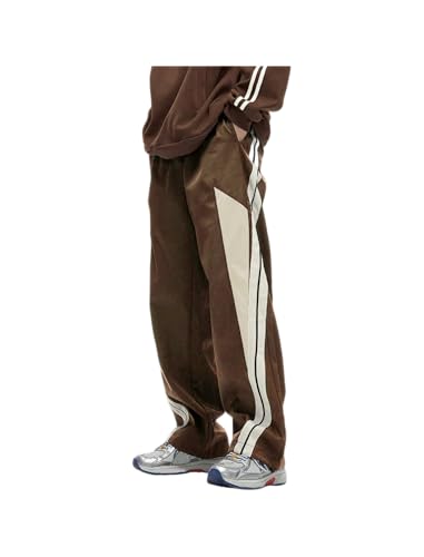 ZAFUL Men's Casual Loose Straight Leg Pants with Contrast Side Stripes Drawstring Waist School Streetwear